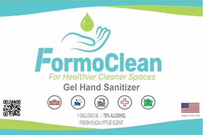 1 Gal Front (Formoclean Gel Hand Sanitizer Front Label   1 Gallon Jug)